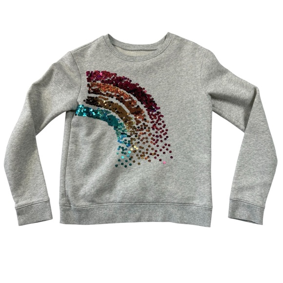 jumping beans Other - Jumping Beans Girls Size 12 Long Sleeve Gray Sweatshirt Sequin Rainbow Crewneck